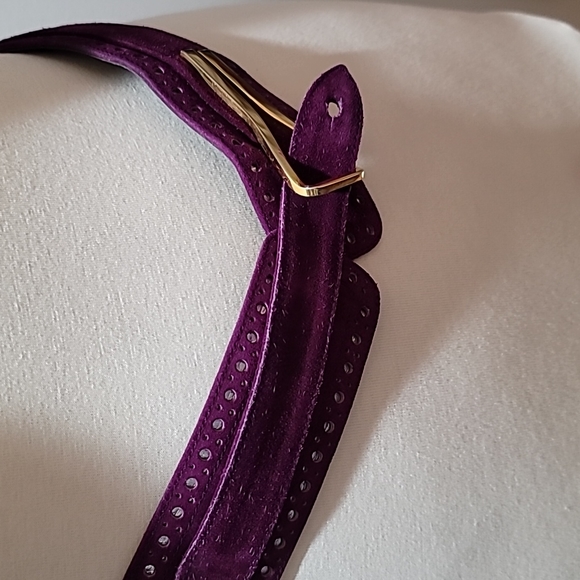 COPY - CHARLES JORDAN RARE PURPLE SUEDE STATEMENT BELT VINTAGE RETRO BOHEMIAN OS - Picture 12 of 16